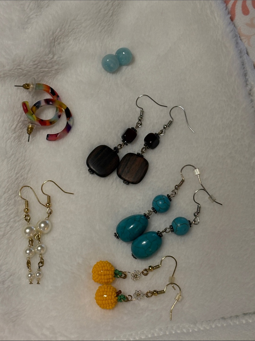6 pair Bead Drop Earrings - Unbranded